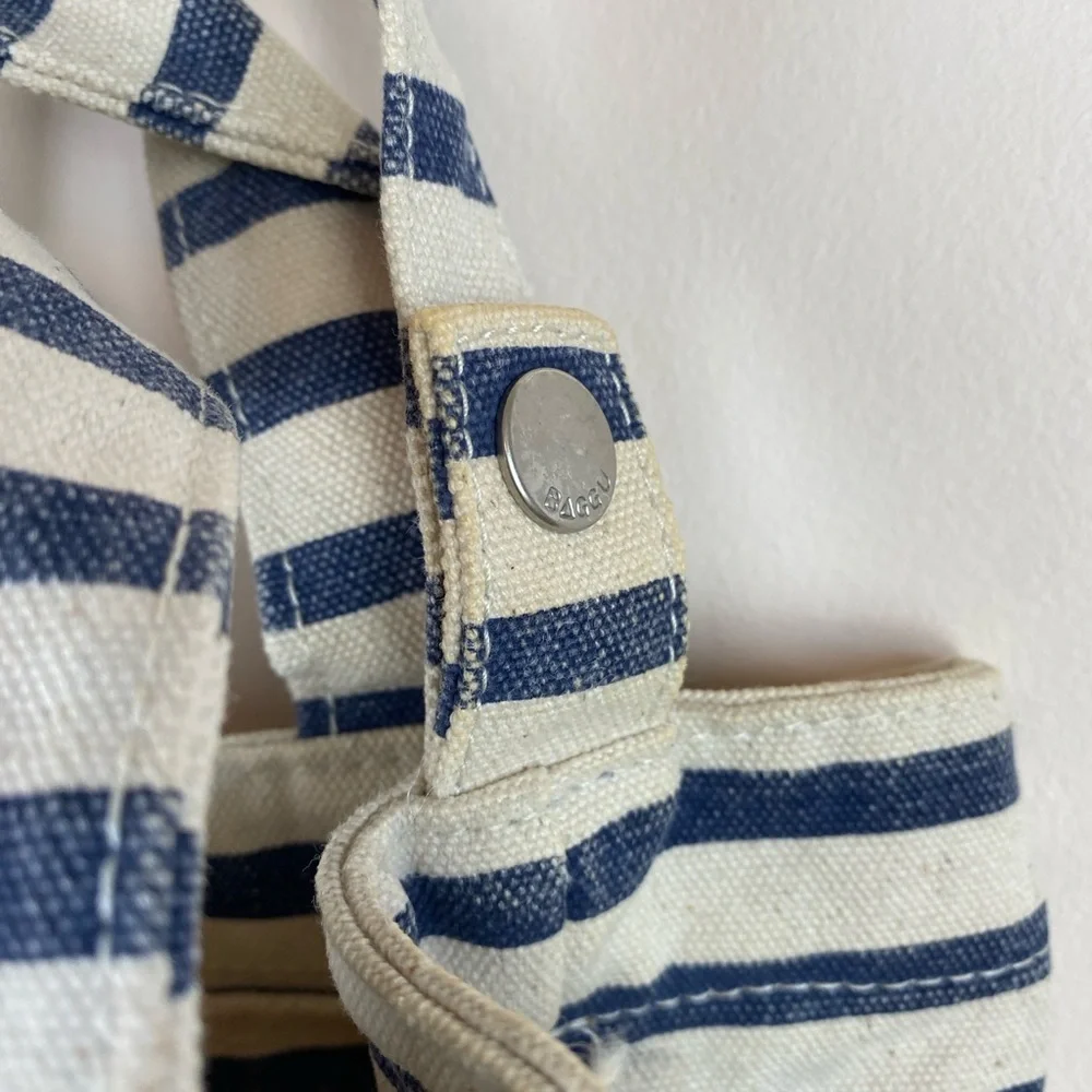 Baggu Duck Bag Navy and White Stripe Canvas Tote Bag - Picture 4 of 8